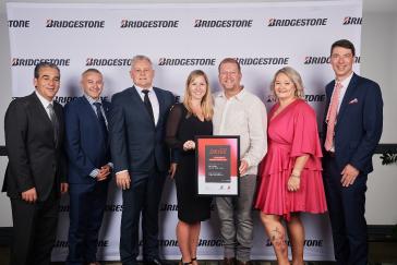 Bridgestone Select Tyre & Auto Belmont, run by Martin de Villiers (middle), won National Store of the Year in the annaul DRIVE program.