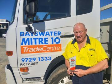 Mitre 10 delivery driver bestowed with Bridgestone Bandag Highway Guardian title