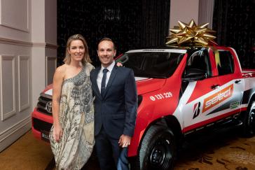 Emily and Damien Meneguzzo recieved a brand new Toyota Hilux as part of their National Franchise of the Year prize.